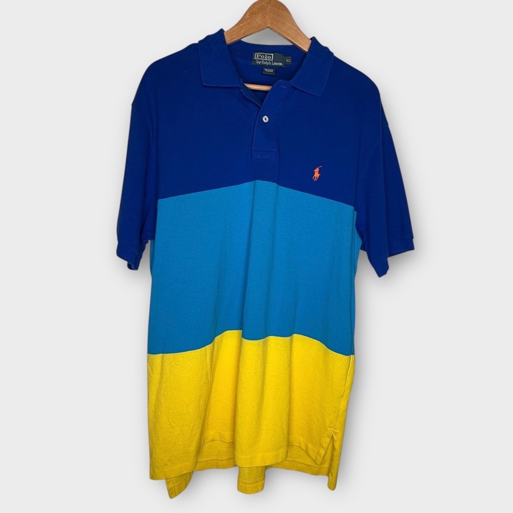 Polo Ralph Lauren 100% Cotton Shirt Colorblock‎ Bold Stripes Summer Colorful XL